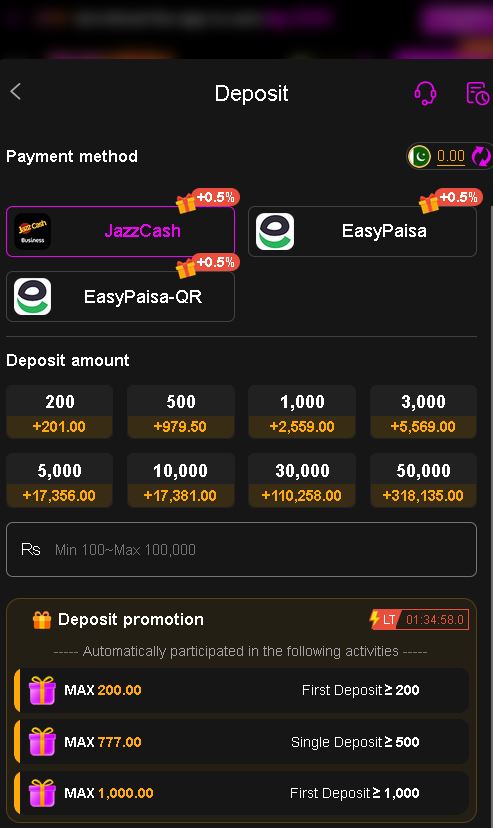 zs777 cash can be easily deposited to the user account