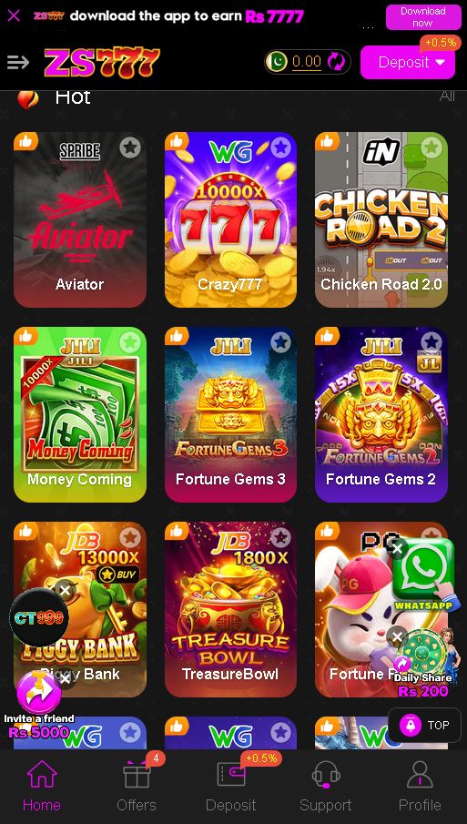 zs777 is an online easy earning gamming plateform